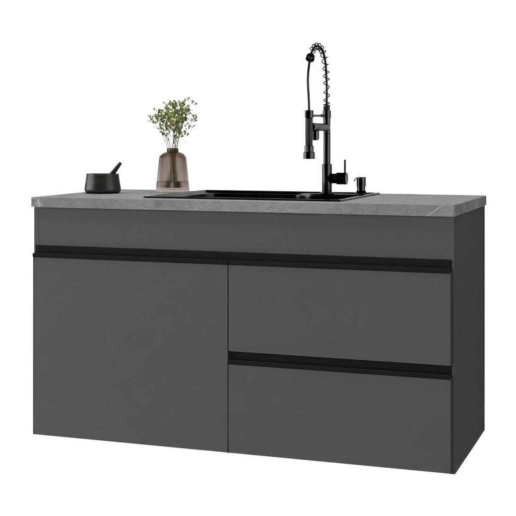 Balcão de Cozinha Gabinete Pia 120cm 2 Portas 1 Gaveta Suspenso Milano Multimóveis MP2414