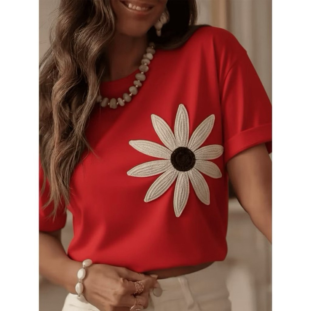 Camiseta Unissex Estilosa Margarida Lançamento Camiseta Estampada 100% Algodão Envio Rápido