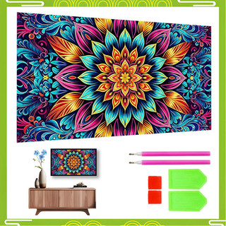 Mandala colorida 70 x 40 cm quadrado diamante pintura conjunto completo pacote de Material feito à mão