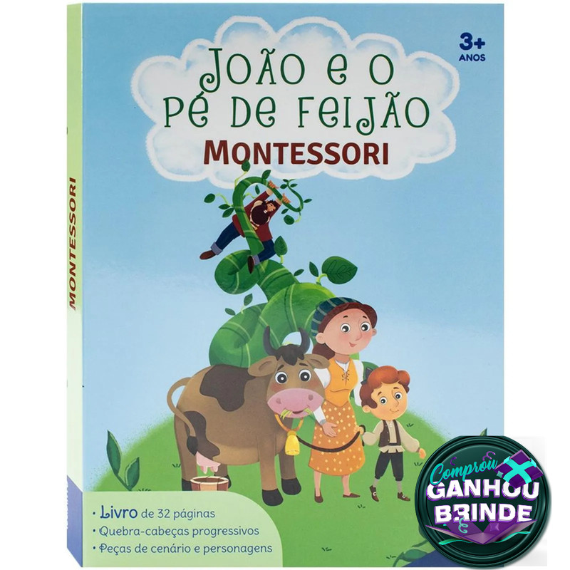 Livro Montessori Clássicos (Livro-jogo): João e o Pé de Feijão SBN Crianças Filhos Infantil