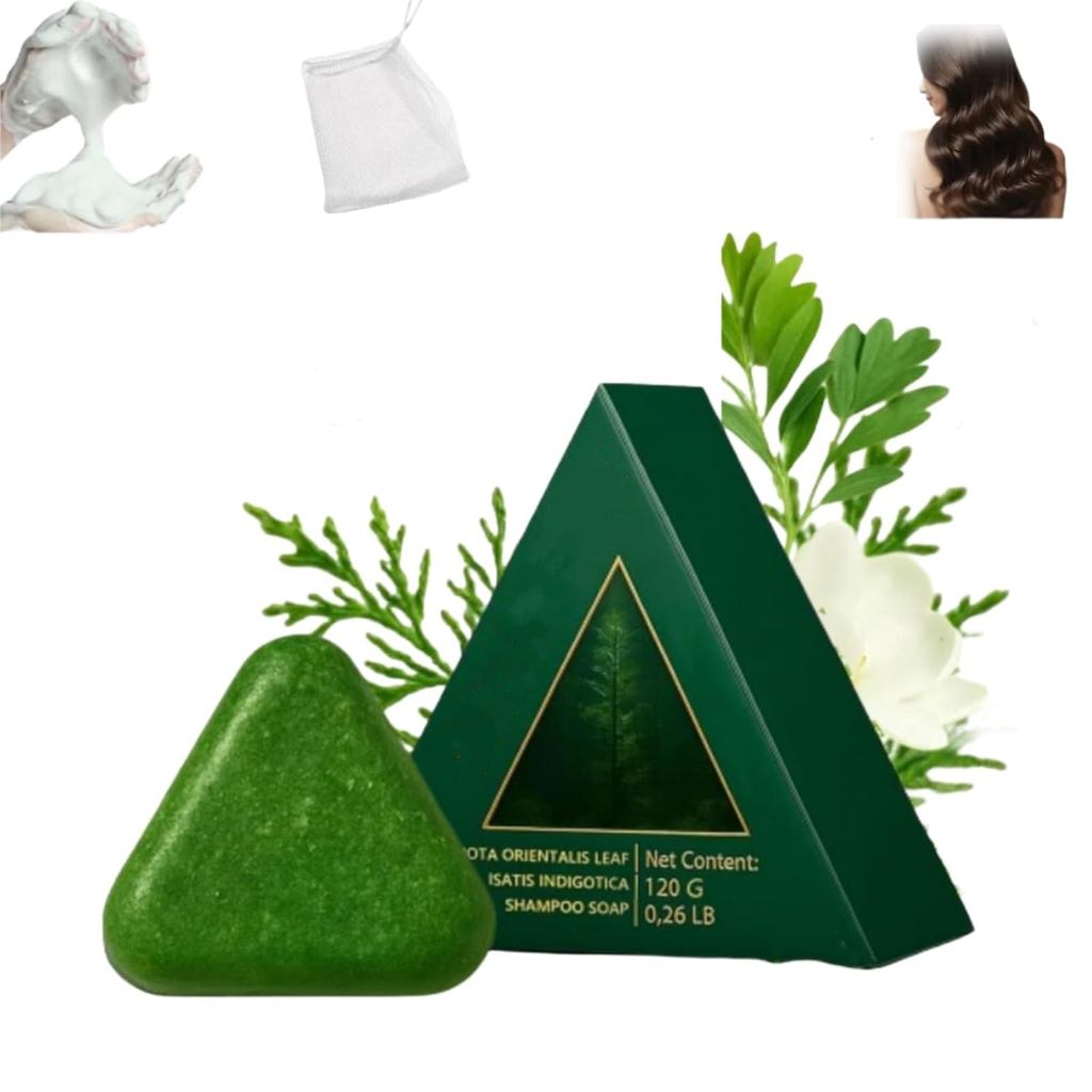 Barra de Shampoo Natural Triangular, Barra de Shampoo Sólido Natural com Folha de Cipreste e Erva Usman, Sabonete Natura
