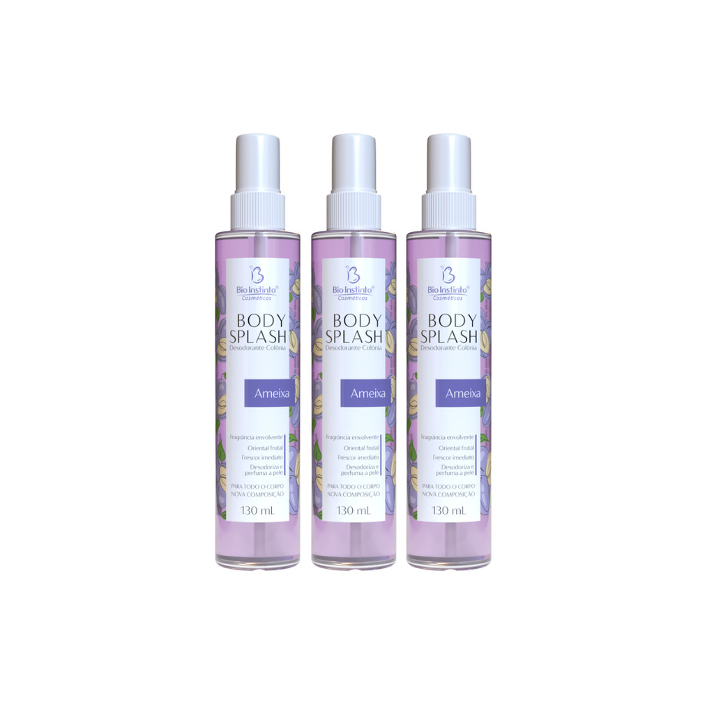 Kit 3 Body Splash Ameixa 130ml Desodorante Bio Instinto