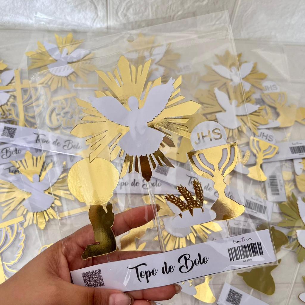 Topo de bolo Crisma / Topo de bolo primeira Comunhão/ Topper de Bolo