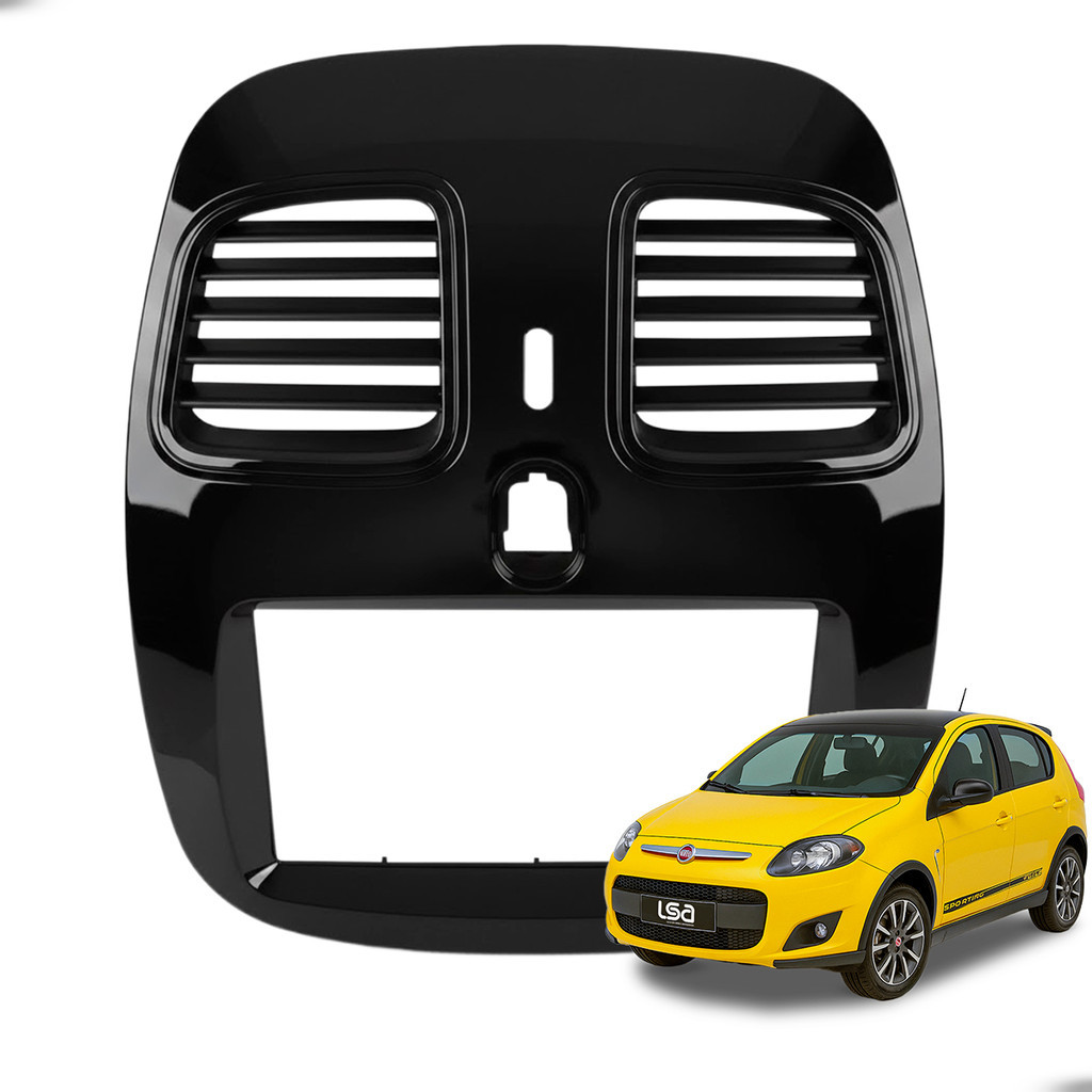 Moldura 7 Polegadas MP5 Fiamon Fiat Grand Siena Palio Sporting 2012-2017 Cor Black Piano Alta Qualidade Encaixe Perfeito