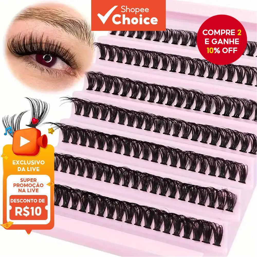 140 Unidades De Aglomerados De Cílios DIY (9-16 Mm)-Extensões Naturais Finas E Reutilizáveis Únicos