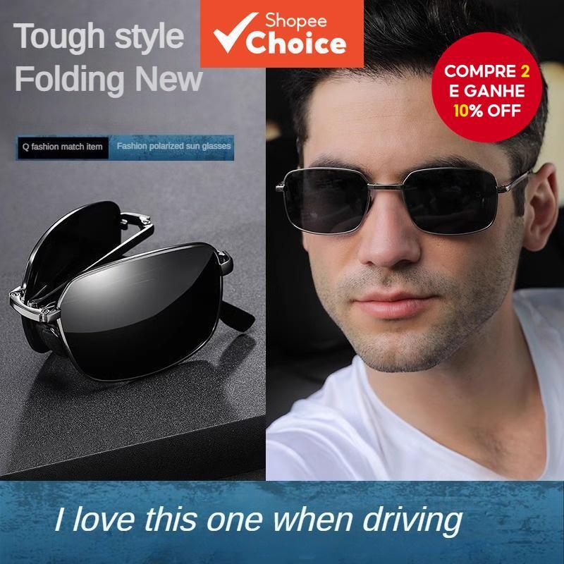 Óculos De Sol Polarizados Dobráveis Para A Visão Noturna Masculina Diurna E