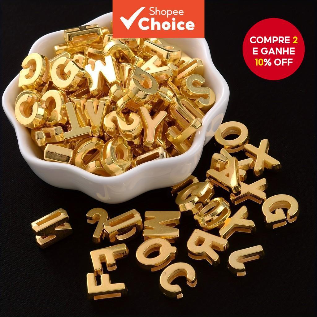 Contas De Alfabeto Acrílico Dourado Para Fazer Joias De Pulseira De Colar DIY
