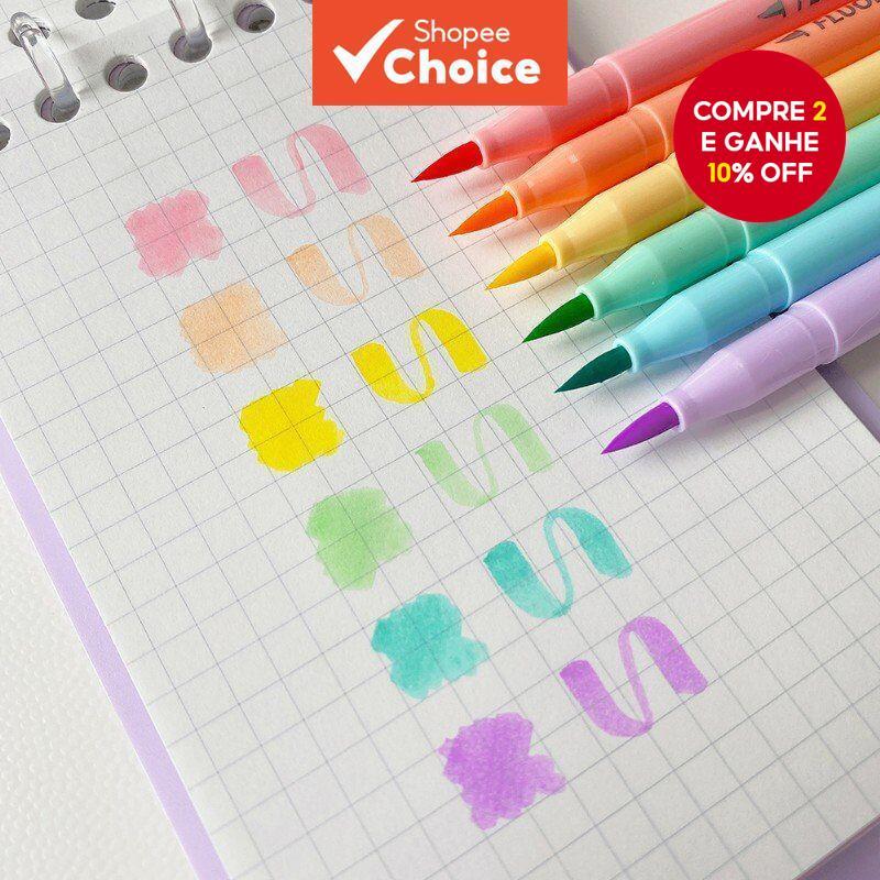 6 Pcs Canetas Marcador 6 Cores Doces Opcionais Pretty Pastel Maker Caneta Fluorescente