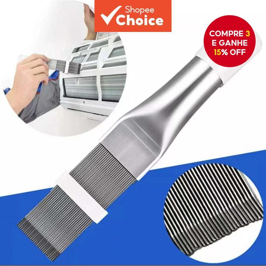 Imagem Pente De Barbatana De Aço Inoxidável E Escova De Limpeza De Radiador-Ferramenta De Remoção De Poeira De Ar Condicionado