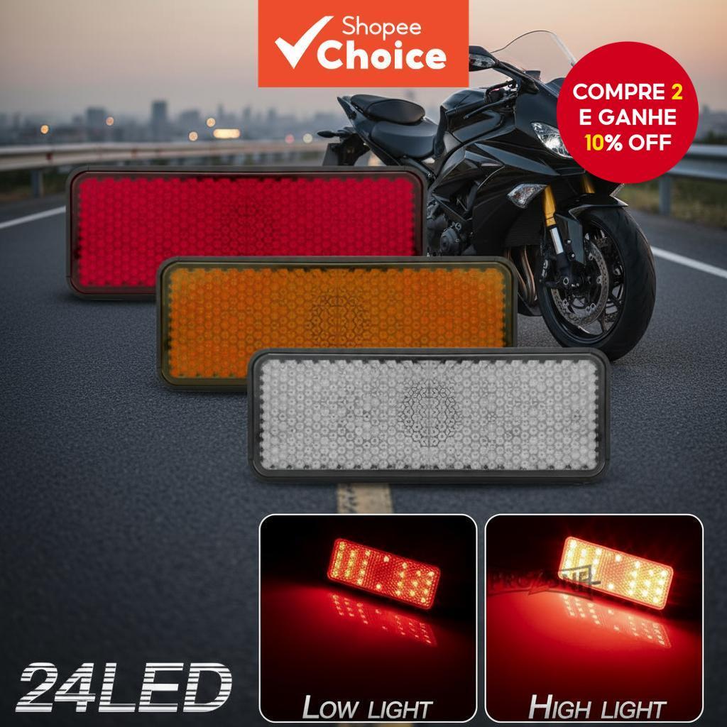 Motocicleta 12V 24LED Retângulo Refletor Luz Traseira Vermelha de Freio Parada de Ré Luz Lateral para Caminhão ATV
