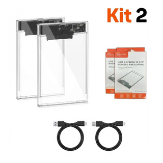 Case Gaveta HD SSD 2.5 Sata III USB 3.0 Transparente Externo 6Gbps PC Notebook PS4 Kit 2 marisa