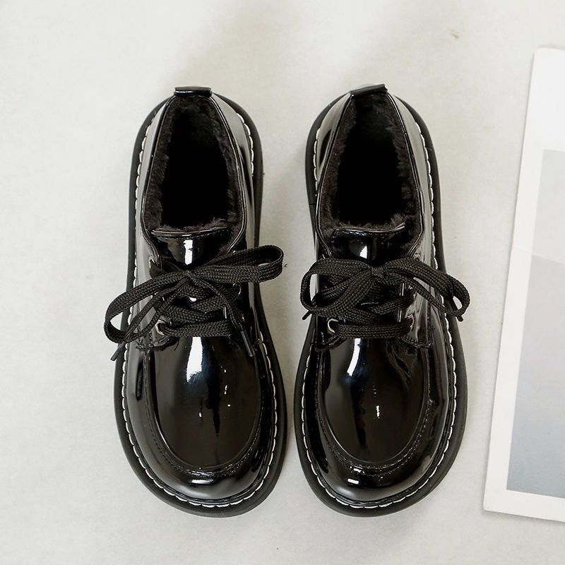 Sapatos de couro pequenos femininos sapatos de renda japonês JK brilhante estudante versão coreana All-Match Retro estil