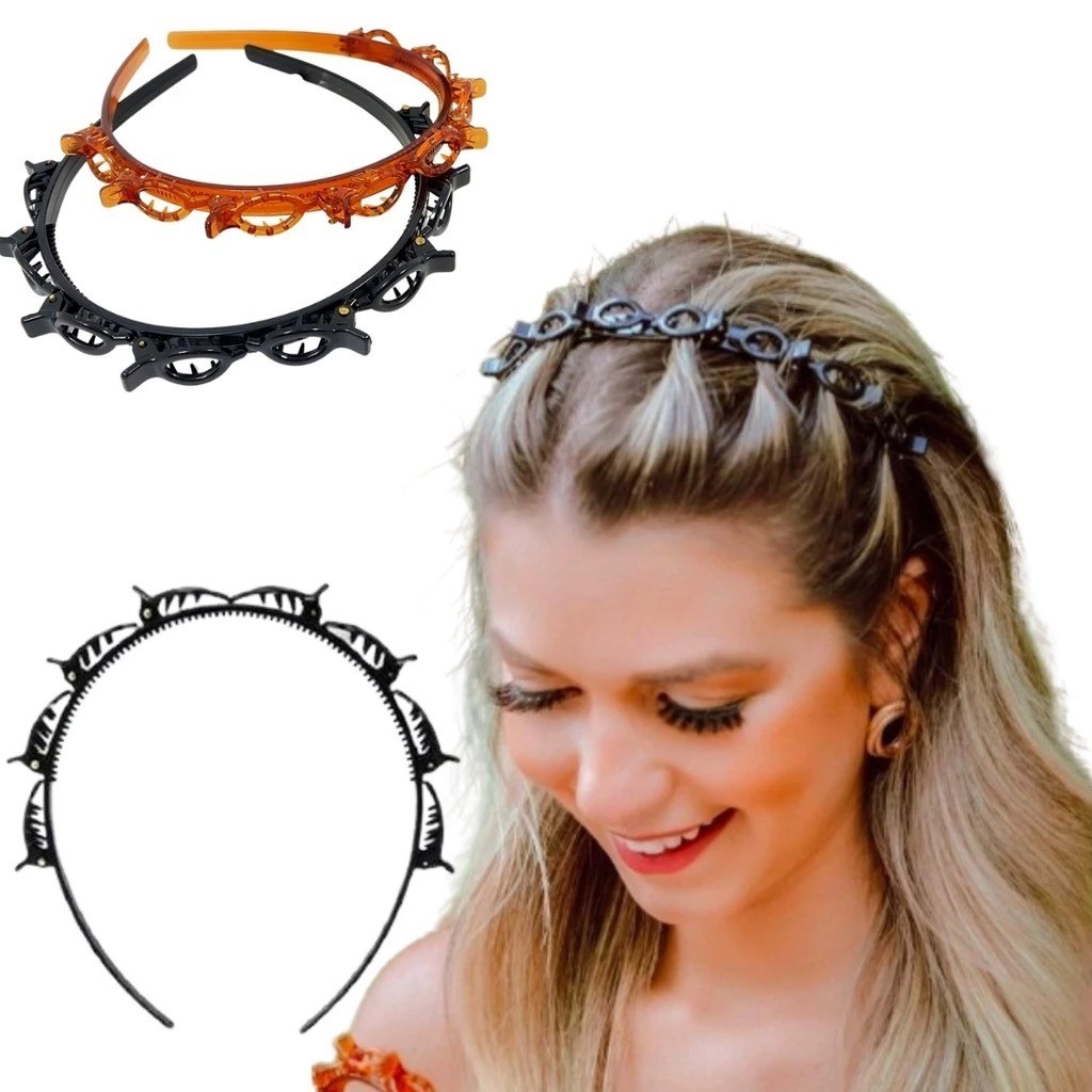 Promoção Tiara com presilhas penteado hair twister cabelo moda head para mulheres Tiara com Presilha penteado