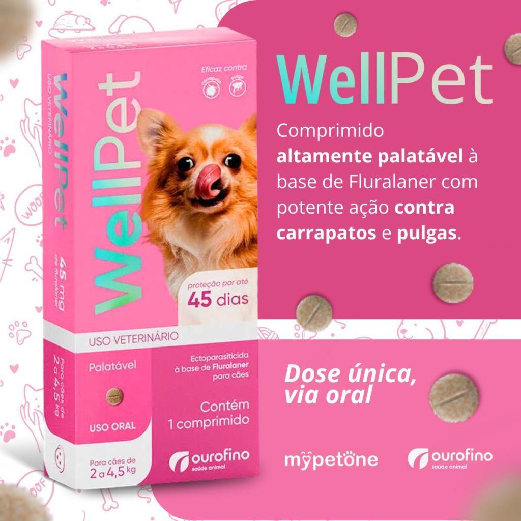 Wellpet 45mg Ourofino Antipulgas e Carrapatos para Cães 2 a 4,5kg — imagem 2 de 2
