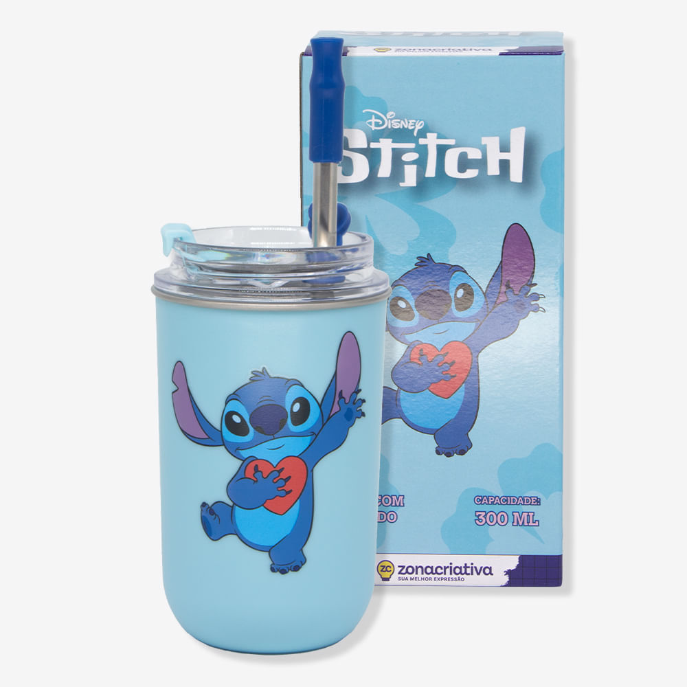 Detalhes do Copo Neo com Canudo Stitch Namorados – Disney