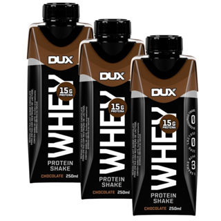 Kit 3 Bebida Láctea UHT Whey Protein Shake Dux Sabor Chocolate com 15g de Proteína 250ml em Oferta na Shopee