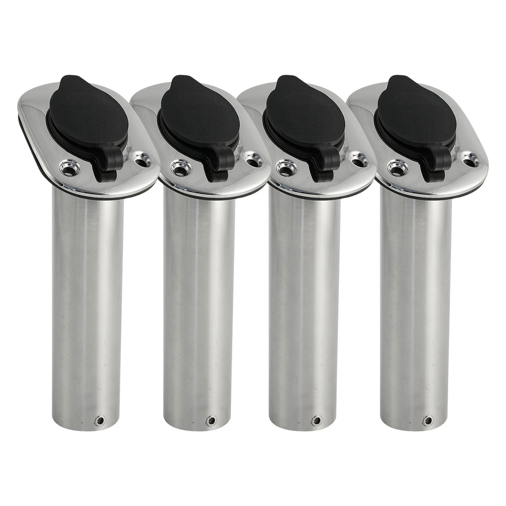 Kit 4 Porta Vara Caniço Inclinado em Aço Inox com Tampa