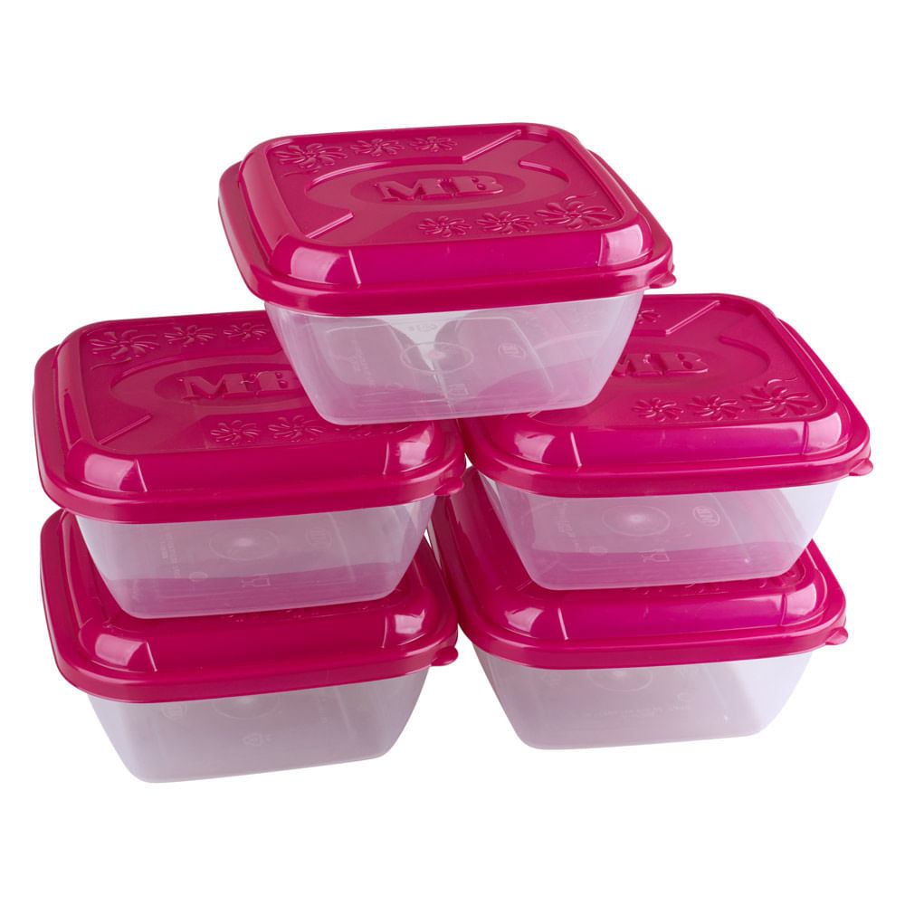 Detalhes do Conjunto de Potes Plásticos Mb Everyday com 5 Peças 800ml - Item Sortido