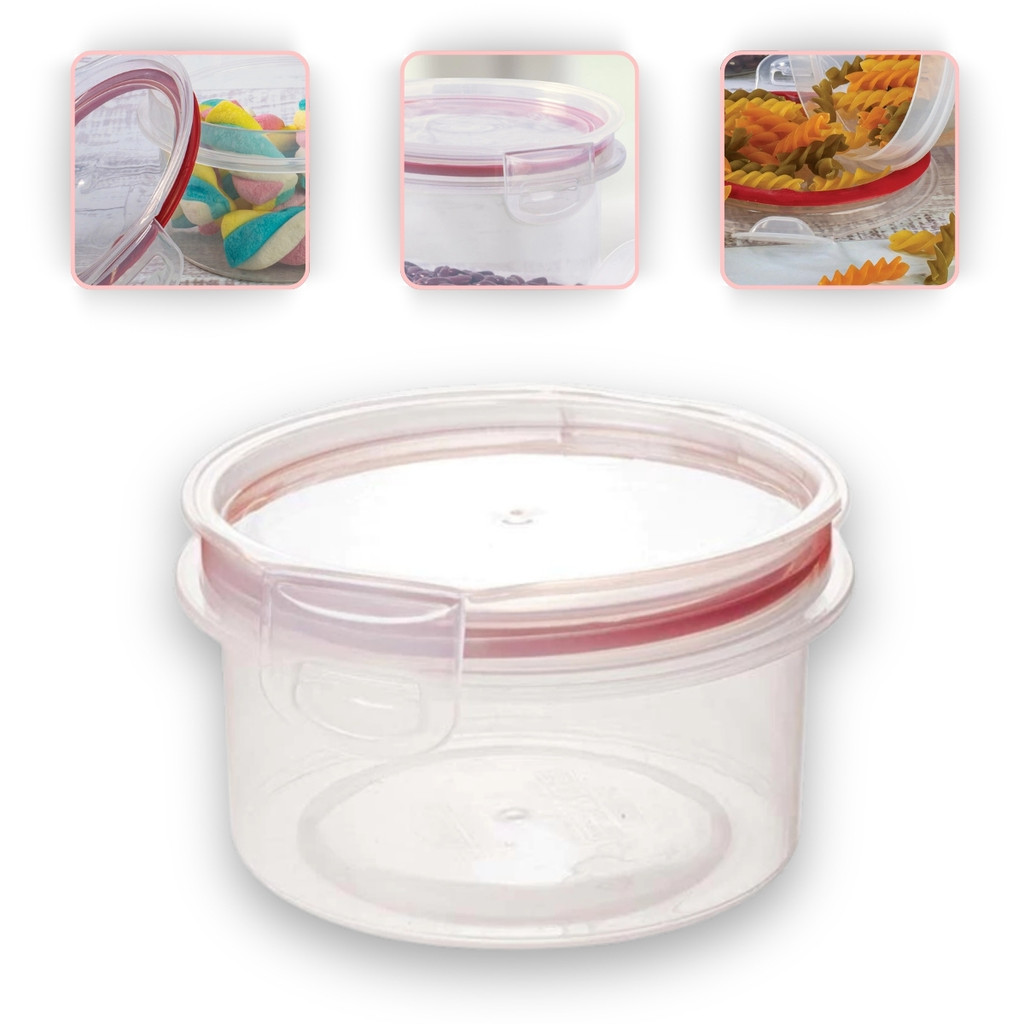 Pote Hermético Redondo 550 ml Tampa Trava Microondas Freezer Mantimentos Alimentos Empilhável em Oferta na Shopee