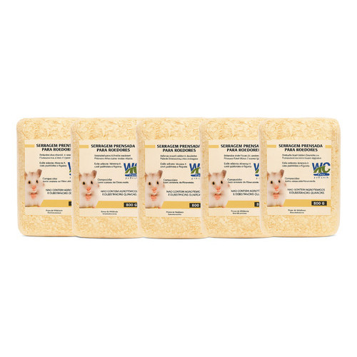 Kit 5 Serragem Para Hamster Coelho Roedores Aves 800g