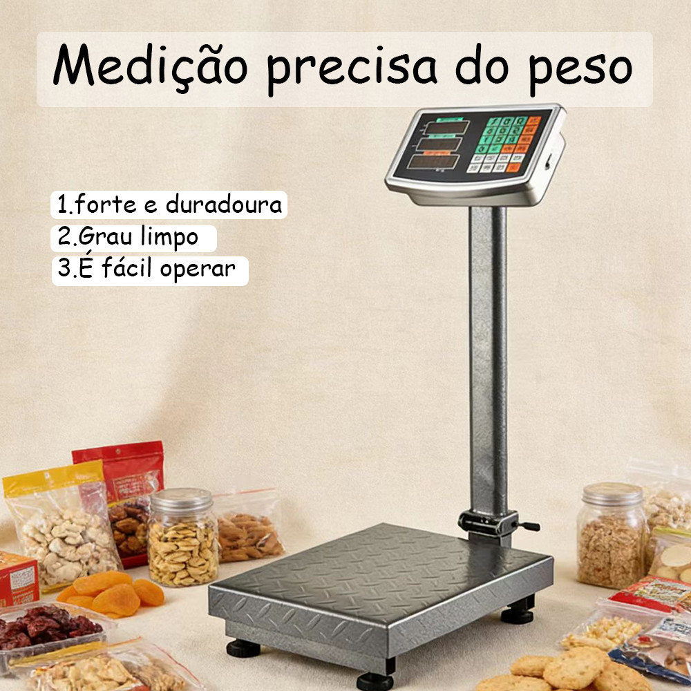 BALANÇA DIGITAL COM MASTRO e Plataforma Profissional Comercial Reforçada de Alta Precisão Perfeita para Negócios