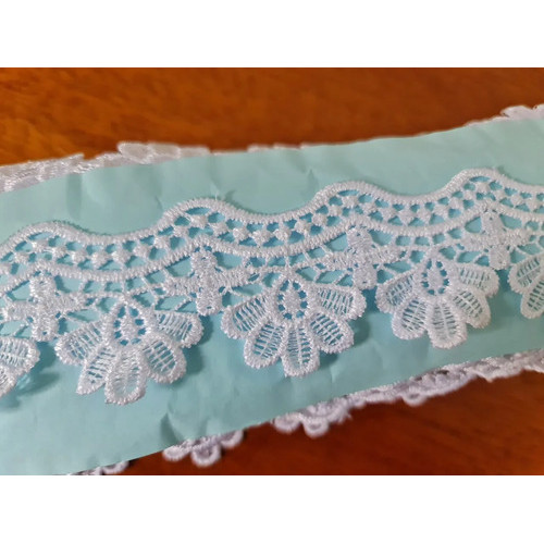 Renda Guipir Decorada-Bordada 13,7 Metros Ml114 Branco Artesanato Decoração