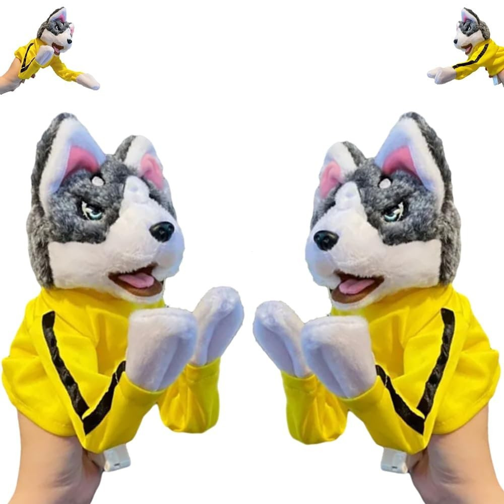 Brinquedos De Pelúcia Para Boxe De Mão De Fantoche De Cães , Animais De Estimação Com Sons E , Luvas Kung Fu Husky