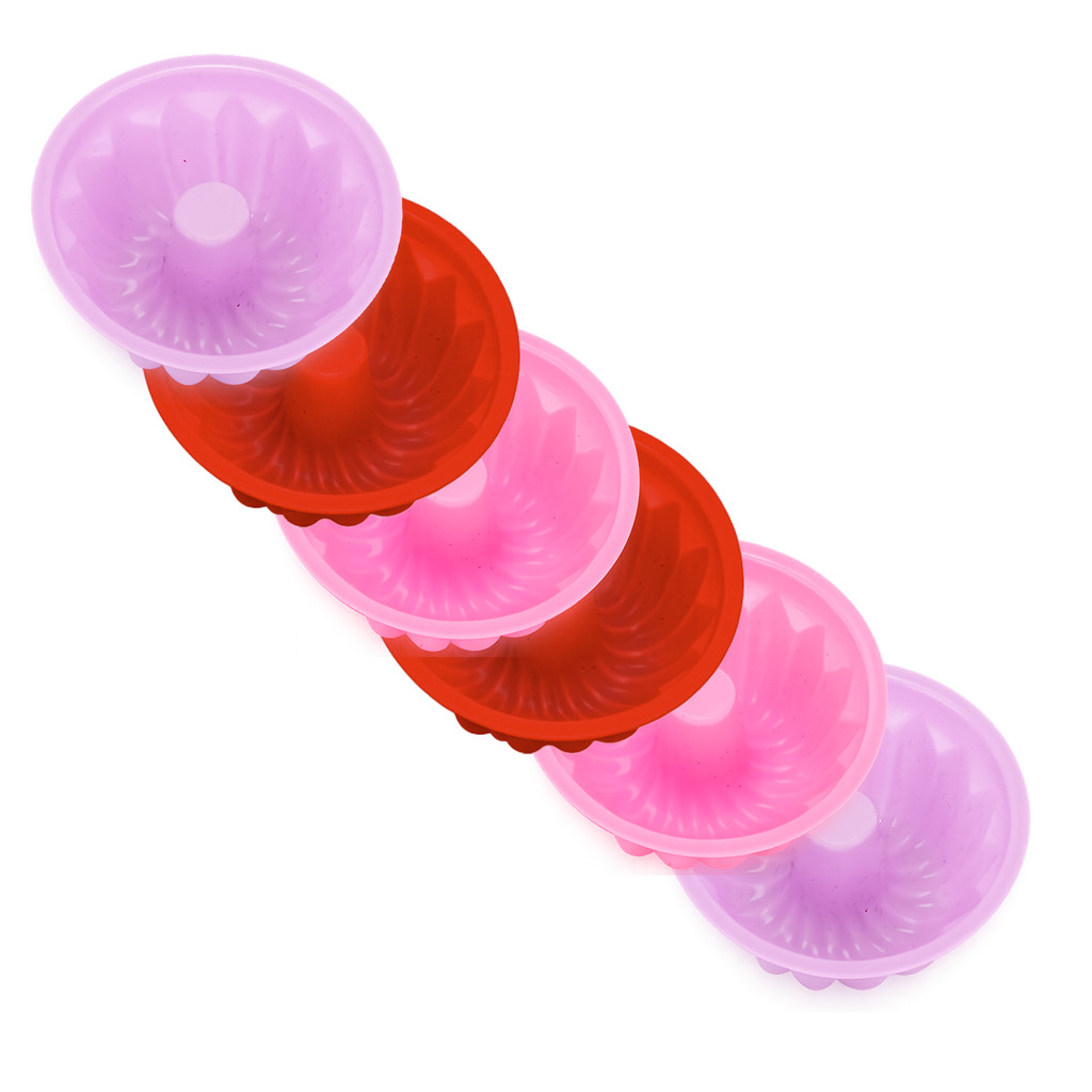 Kit 6 Mini Forma Redonda de Silicone Cupcake Bolo Pudim Sobremesa Confeitaria Cozinha Forno Molde