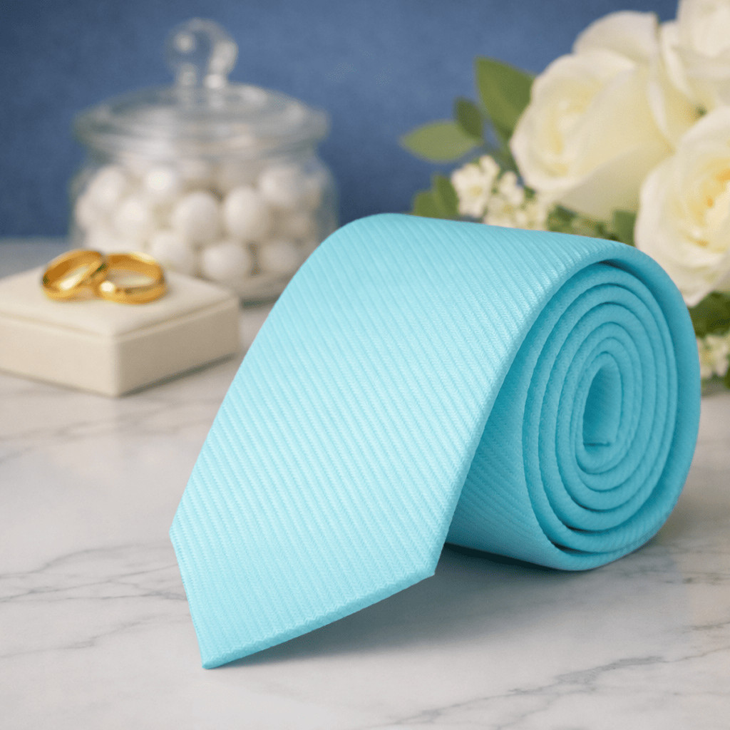 Gravata Masc Slim Verde Tiffany Padrinho Premium