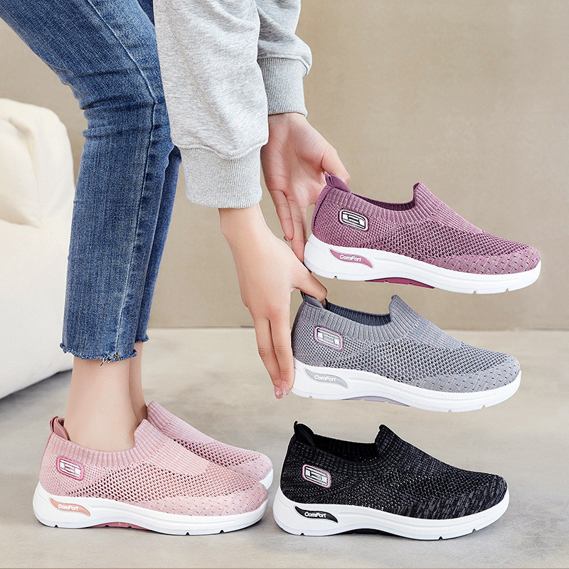 Sapatos femininos verão respirável mãe sapatos Net sola macia tênis moda simples