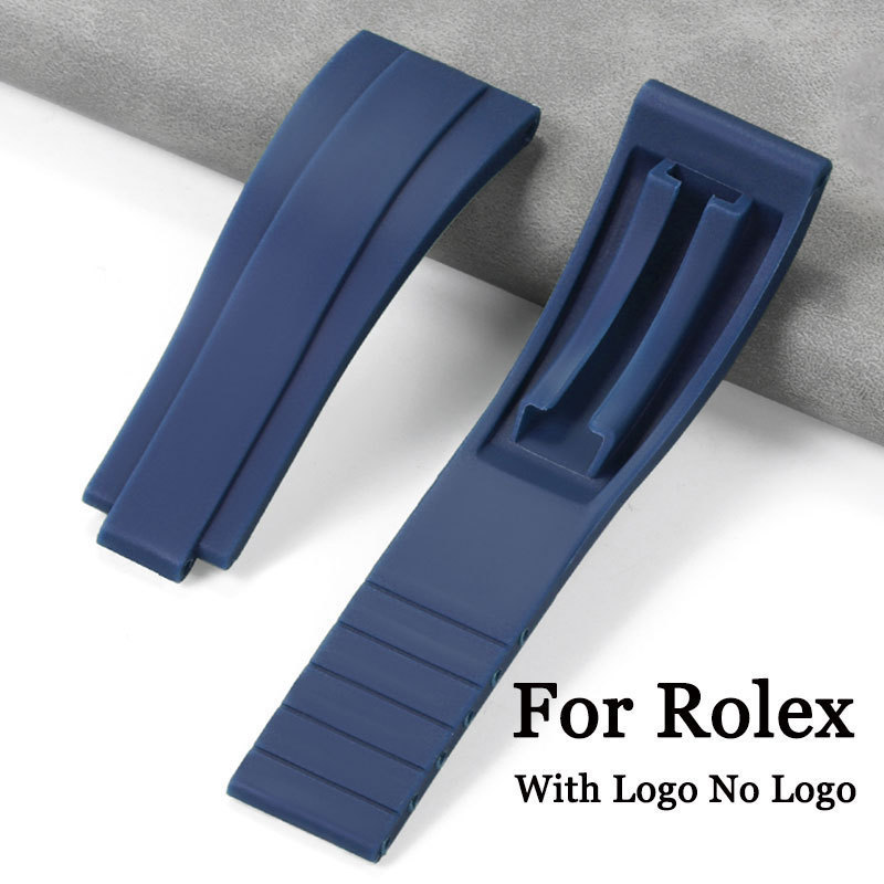 Pulseira de silicone com logotipo em relevo de 20mm, adequada para Rolex Submariner, Water Ghost, Daytona, pulseira b 2C