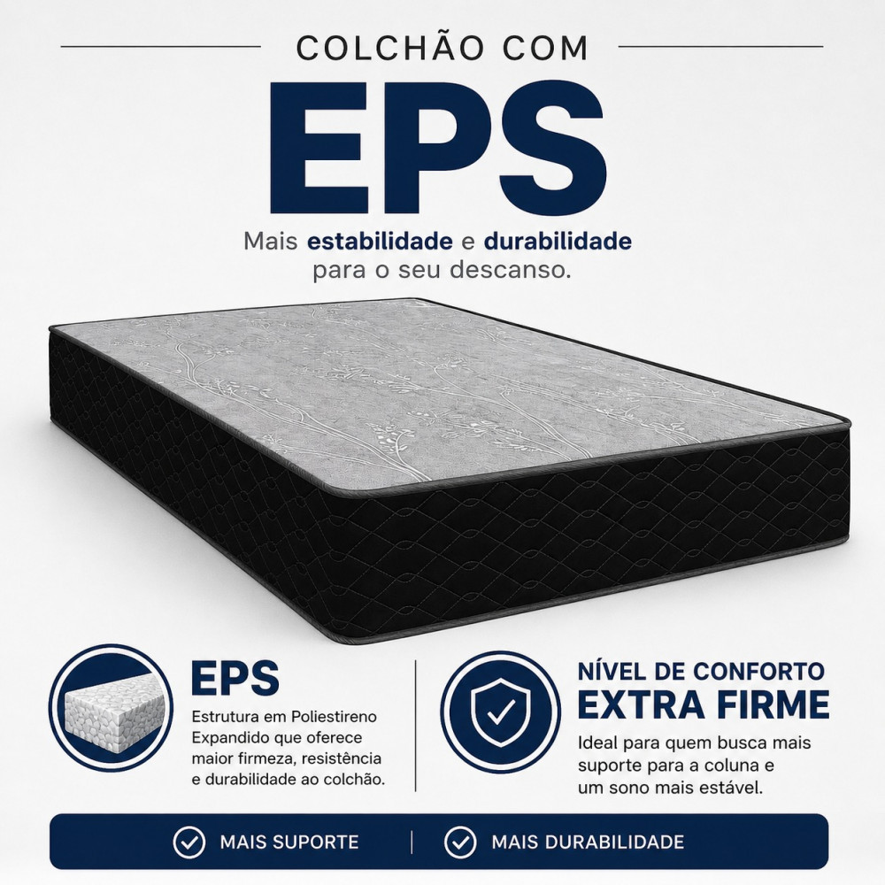 Colchão Casal Espuma D45 Extra Firme 138x188x19 Suporta 150kg ApoloSpuma
