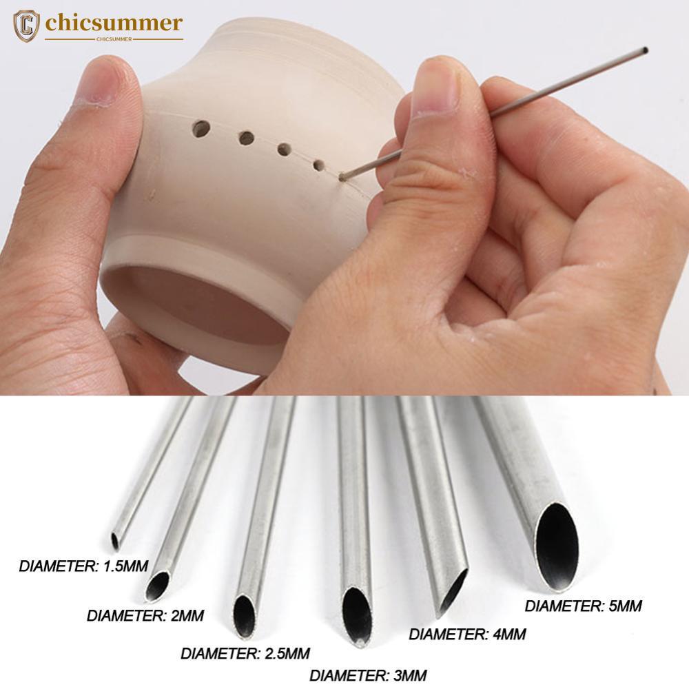 CHICSUMMER 6 Pçs/set Furador De Aço Inoxidável Para Cerâmica Argila Holing Escultura Corte Puching Ferramentas Pote Vaso