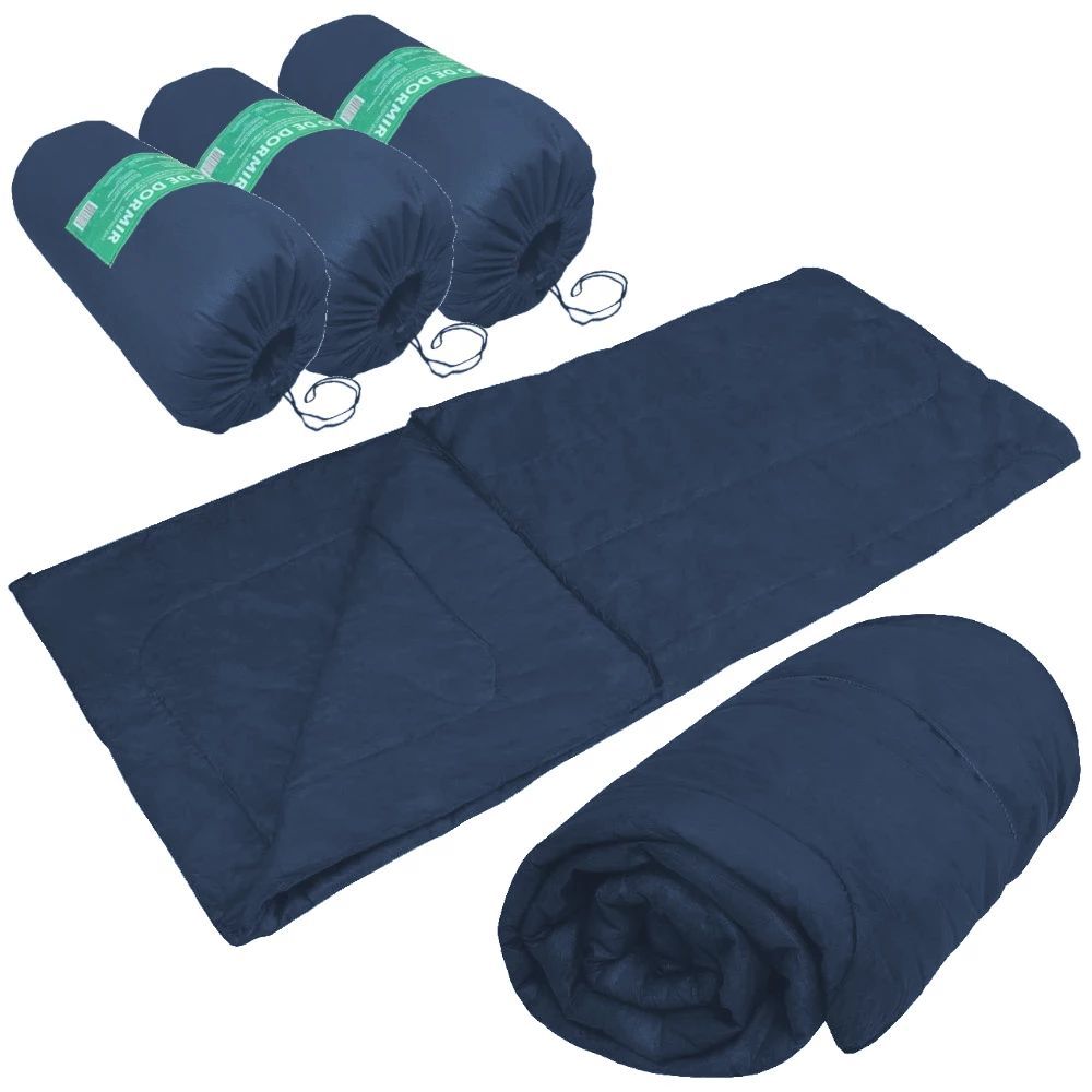 3 Sacos de Dormir Solteiro Azul Camping, Trilha, Pesca e Aventuras Outdoor
