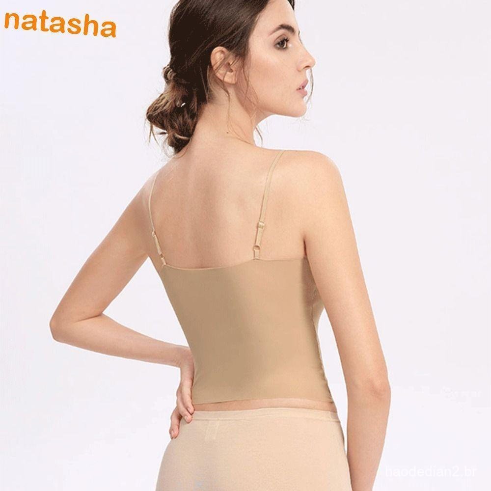 NATASHA Strap Skinny Vest Tops , Bralette Fino Crop Ice Silk Traceless Sling , Top Feminino