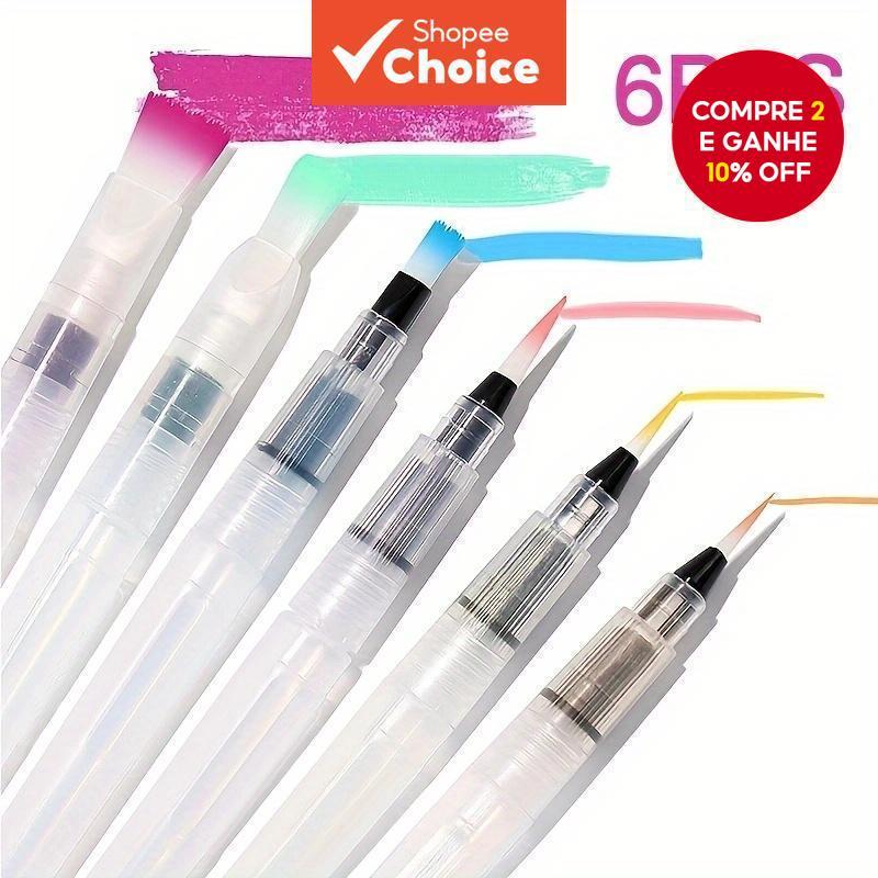 6 Pçs/set Água Cor Pincel Lápis Portátil Macio Aquarela Caneta De Tinta Para Pintura Desenho Materiais De Arte em Oferta na Shopee