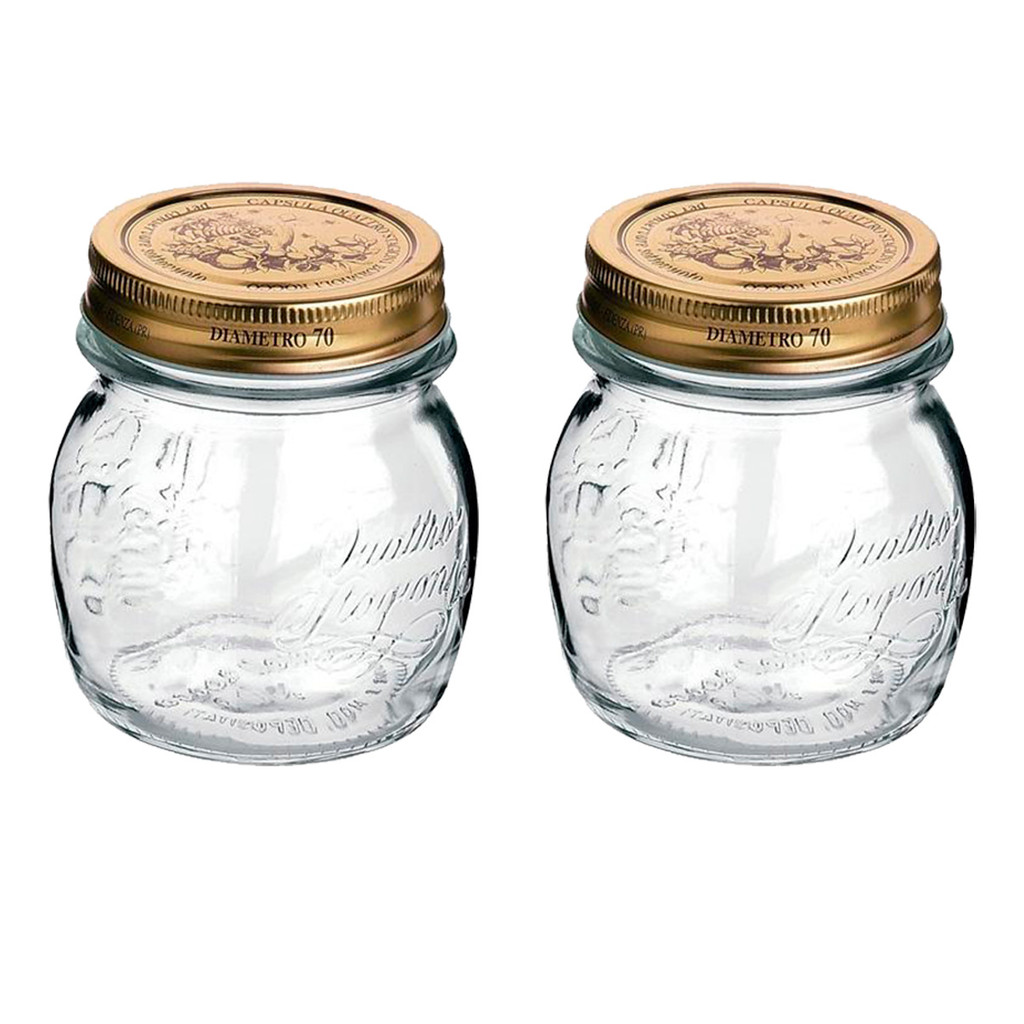 Kit 2 Potes de Vidro Quattro Stagioni 250 ml  Para Conservas e Afins COM Tampa Original