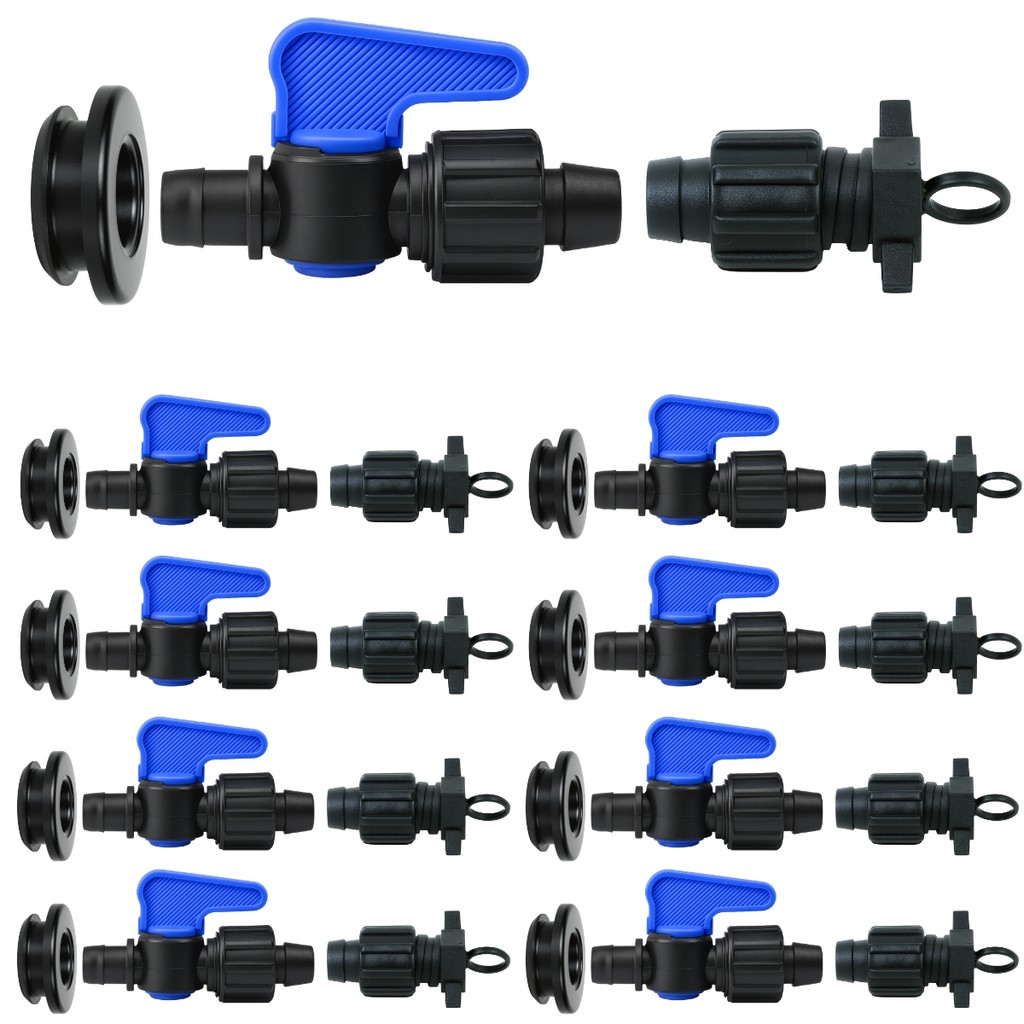 Kit 10 Registro Inicial 16mm p/ Gotejamento + Chula e Final de Linha Rosca - Prático e Econômico