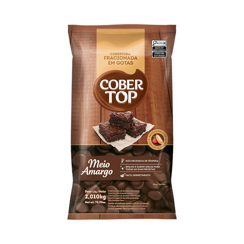Cobertura Fracionada Chocolate Meio Amargo Gotas 2,01kg Cobertop