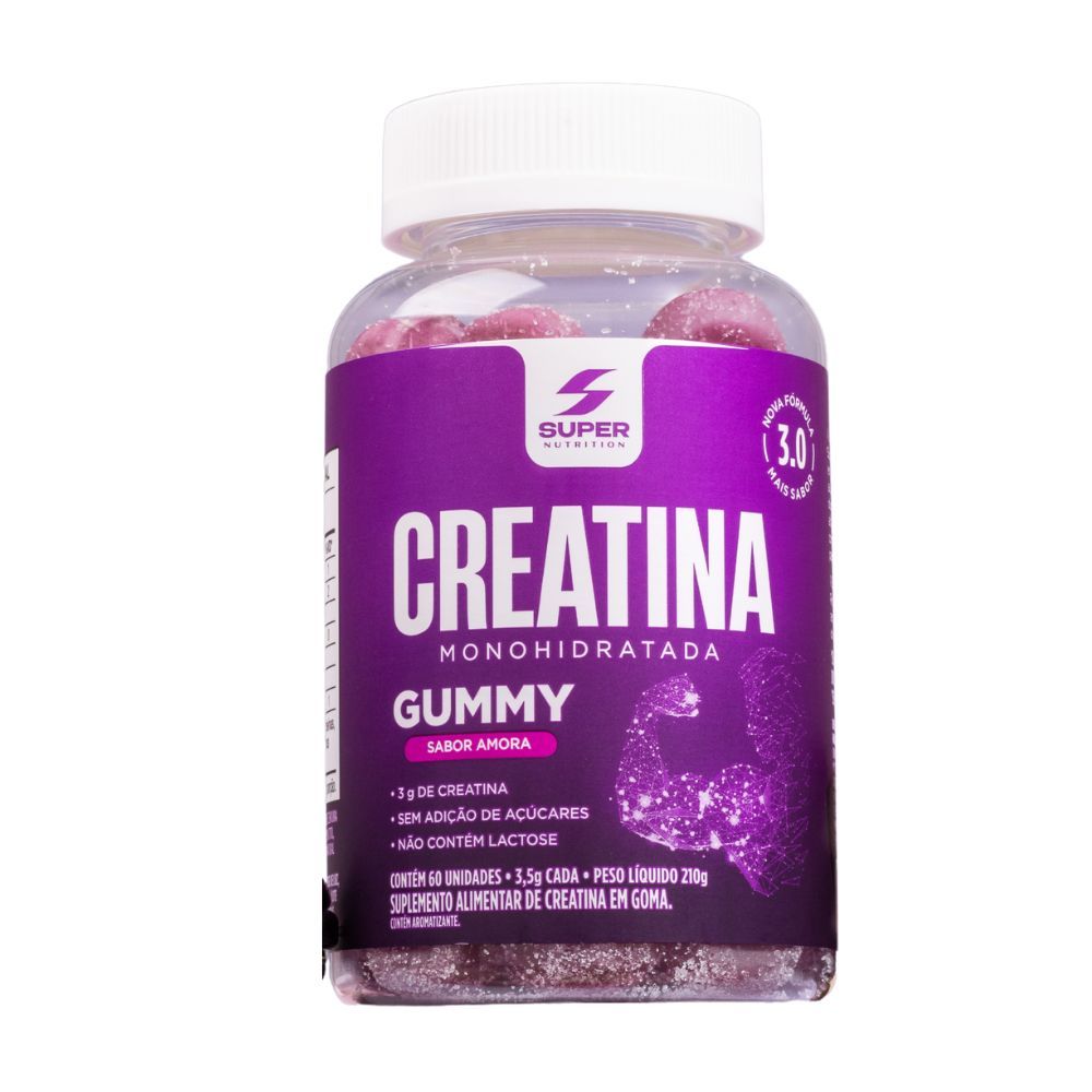 Creatina Super Nutrition Monohidratada Gummy Sabor Amora com 60 Gomas