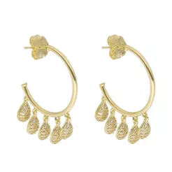 BRINCO PIUKA ARGOLA GUTA GOTAS ZIRCÔNIA FOLHEADO A OURO 18K