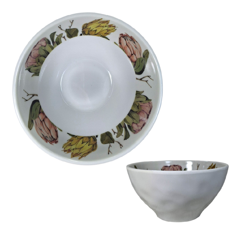 Bowl 600ml Branco Flores Tigelas Cumbuca Melamina 14cm Potes Cozinha Açai Sorvete Sobremesa Sopa