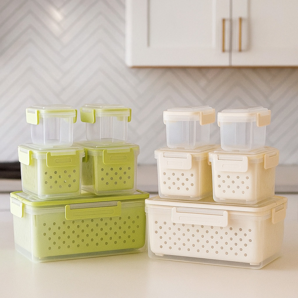 Kit 5 Potes Alimentos Recipiente Organizador Plástico Conserva Cozinha Cesto Armazena