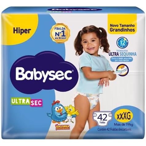 Fralda BabySec Galinha Pintadinha Ultra Sec Hiper XXXG 42 Un I Conforto e Proteção para Bebês Grandes