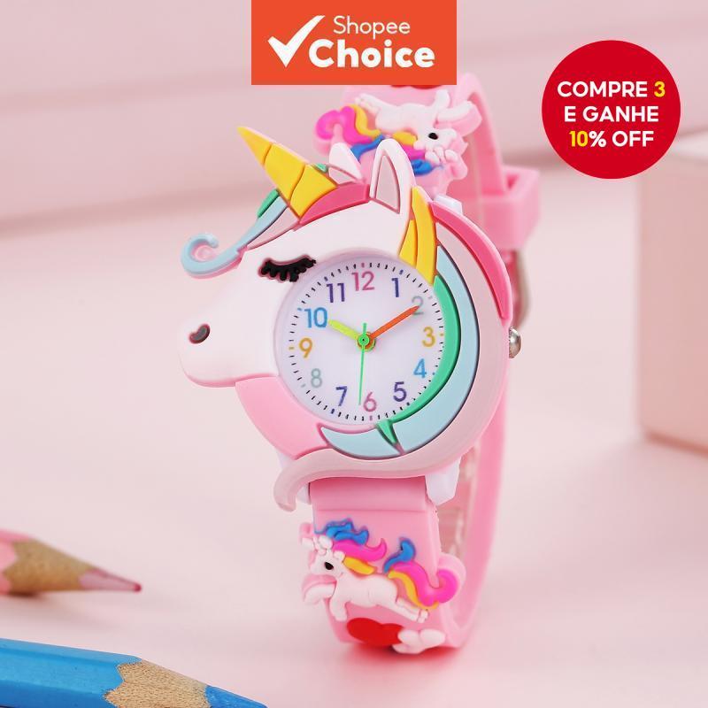 Relógio Infantil Em Formato De Coração De Unicórnio Com Design De Meteoro Arco-Íris Para Presente De Aniversário De Meni em Oferta na Shopee