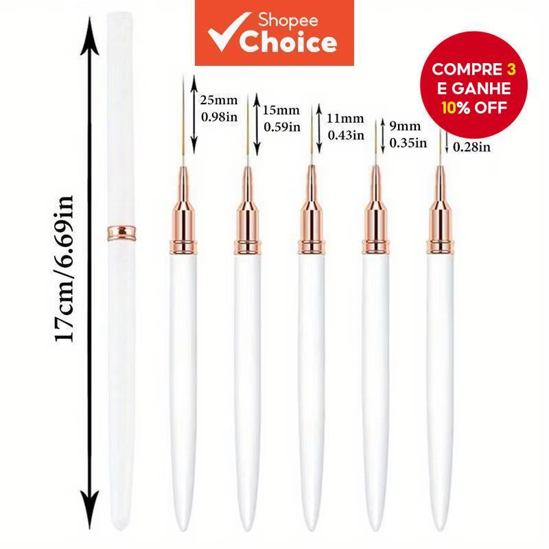 Conjunto de 5 peças de pincéis de Manicure conjunto de Manicure linha ultrafina desenho caneta linha desenho gancho linh em Oferta na Shopee