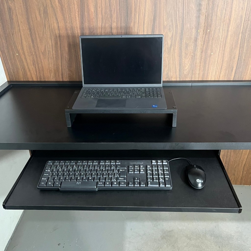 Mesa com Suporte Retratil para Teclado Kit Instala Facil  Cor Preto