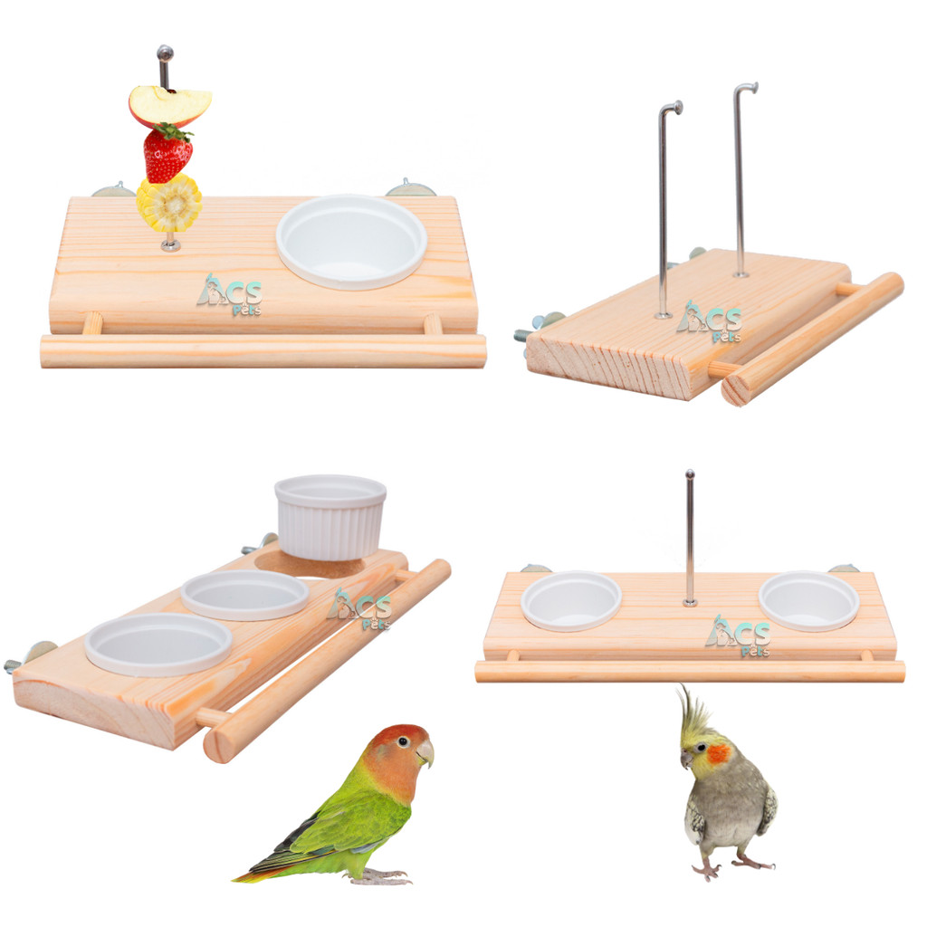 Comedouro Luxo de Madeira Para Gaiola De Calopsita, Periquito, Canário em Oferta na Shopee