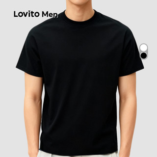 Lovito Men Camiseta Casual Macia e Confortável Preta para Homens Primavera/Verão LNE127046 em Oferta na Shopee