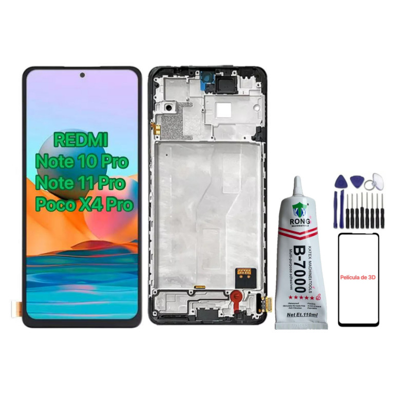 Tela Touch Display Lcd Redmi Note 11 pro / Note 10 pro 4g/ Poco X4 Pro Incell/Oled Sem Aro Com Aro